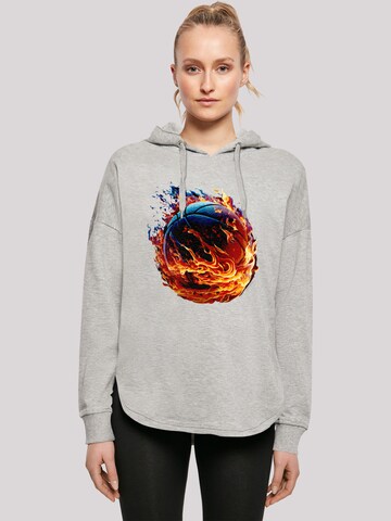 F4NT4STIC Sweatshirt 'Basketball Sports Collection On FIRE' in Grijs: voorkant