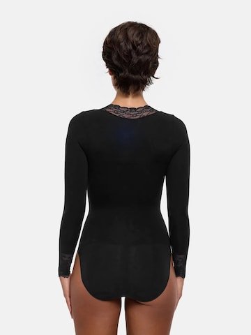 cfab - Body moldeador 'Clean Longsleeve V-Neck with Lace Sculpting Bodysuit with Slip' en negro