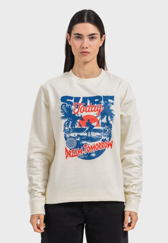 Oldskull Sweatshirt 'Wrldvibe Surf Dreams' in White: front