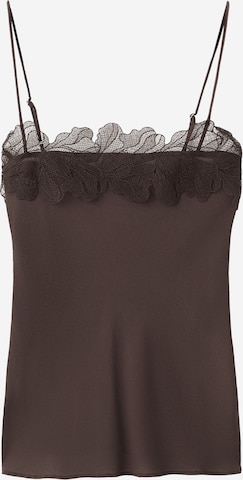 MANGO Top 'LOTUS' | rjava barva: sprednja stran