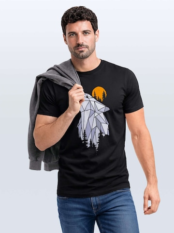 Neverless Shirt 'Polygon Wolf' in Black