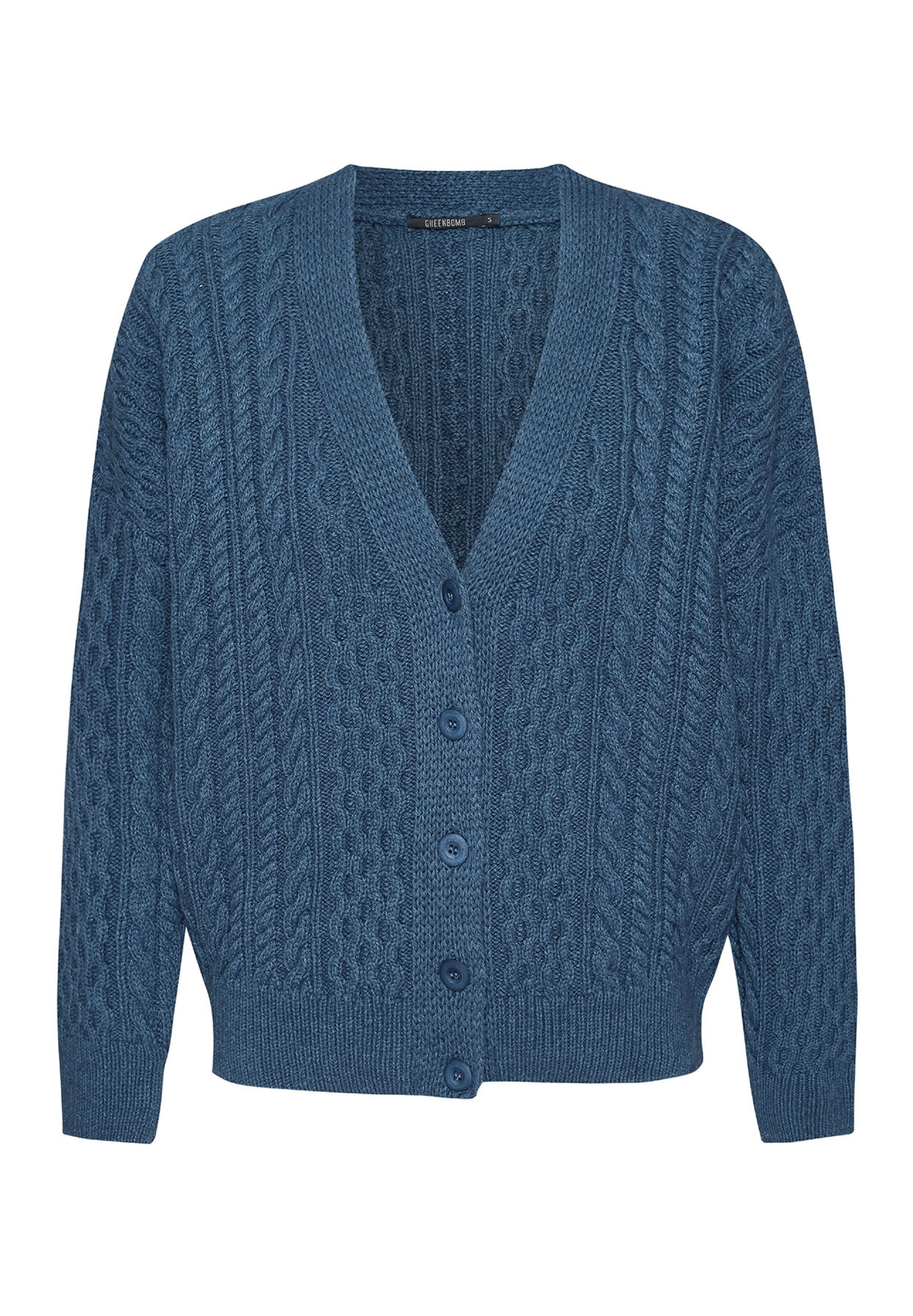 GREENBOMB Knit Cardigan in Blue: front