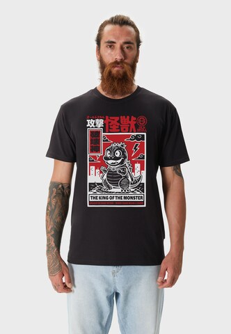 Oldskull Shirt 'Asian Mini Monster Graphic' in Black: front