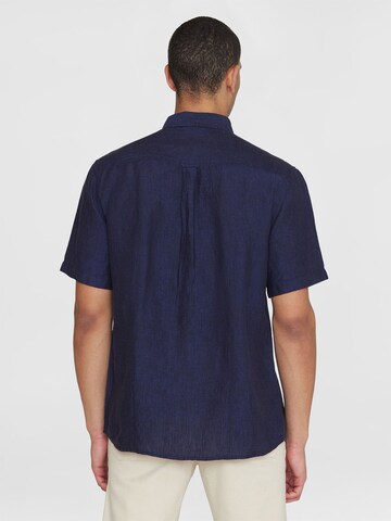 KnowledgeCotton Apparel Regular fit Button Up Shirt in Blue