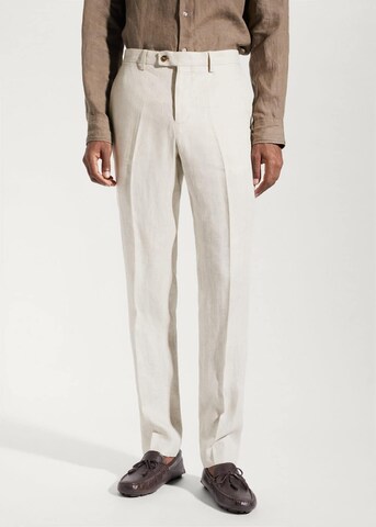 MANGO MAN regular Bukser med fals 'Florida' i beige: forside