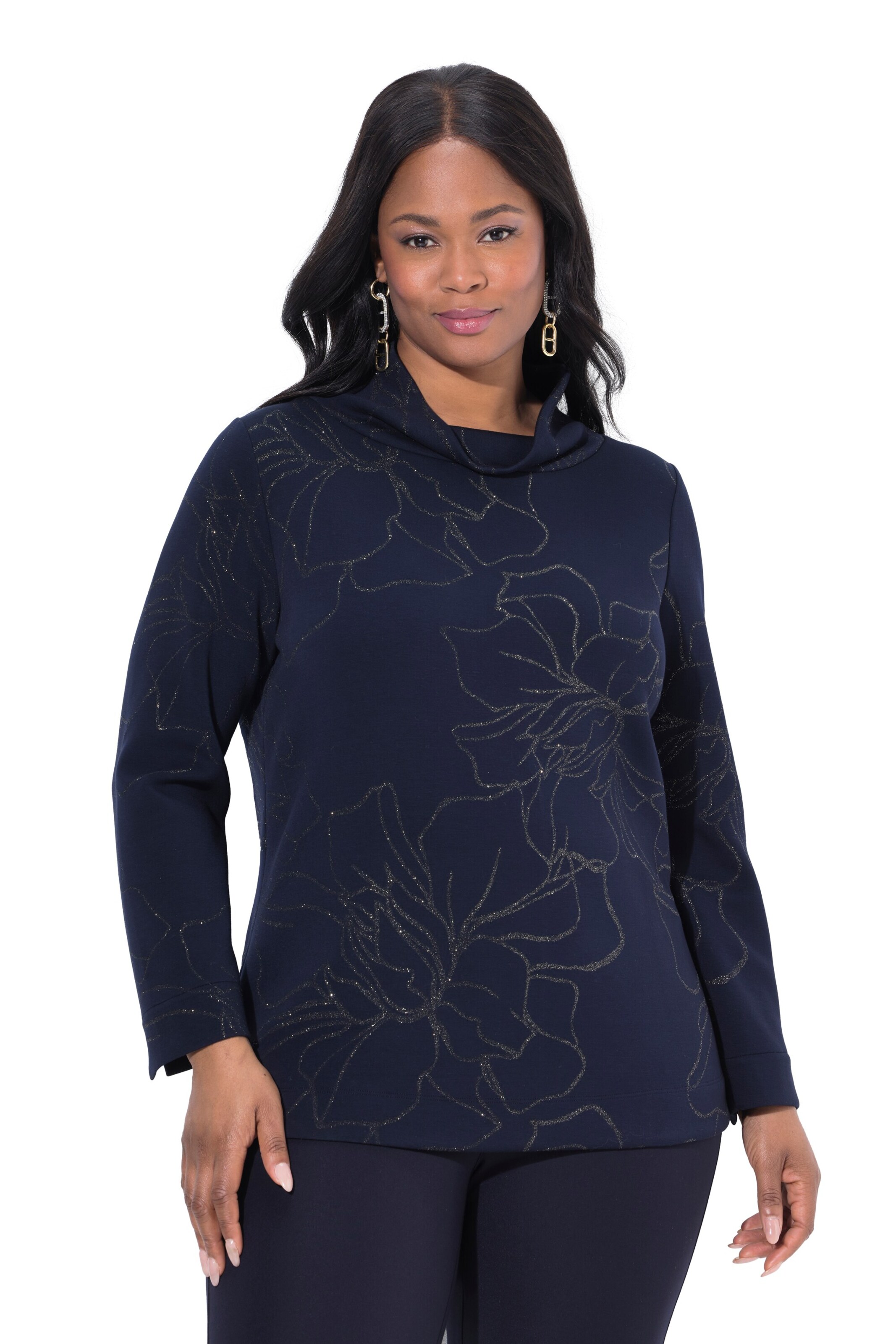 Ulla Popken Sweatshirt in Blauw: voorkant