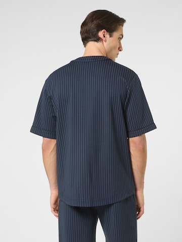 FILA Shirt 'LUCCA relaxed pinstriped baseball shirt' in Blauw