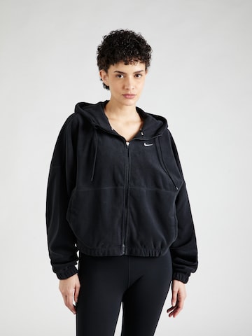 NIKE Athletic fleece jacket 'ONE' in Black: front