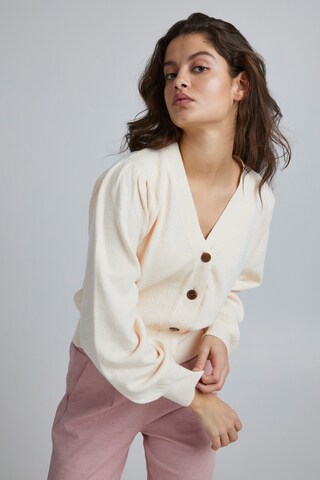 ICHI Knit Cardigan 'Kate' in White: front