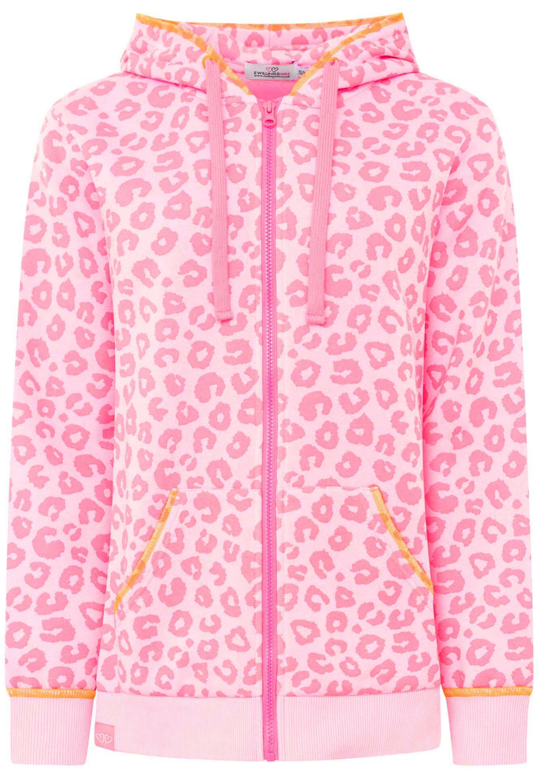Veste de survêtement 'Hoodiejacke Soft Leo' Zwillingsherz en rose : devant