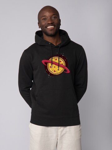 Sweat-shirt 'Pizza Planet' Watapparel en noir : devant