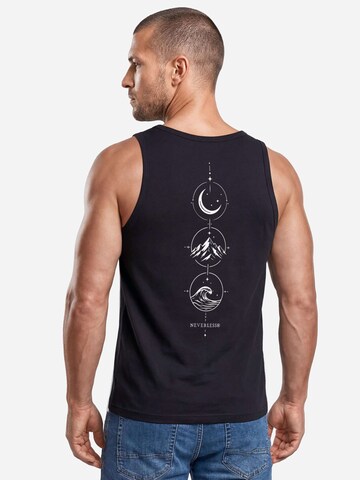 Neverless Shirt 'Berg Mond Welle' in Black