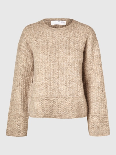 SELECTED Pull-over oversize en beige foncé, Vue avec produit