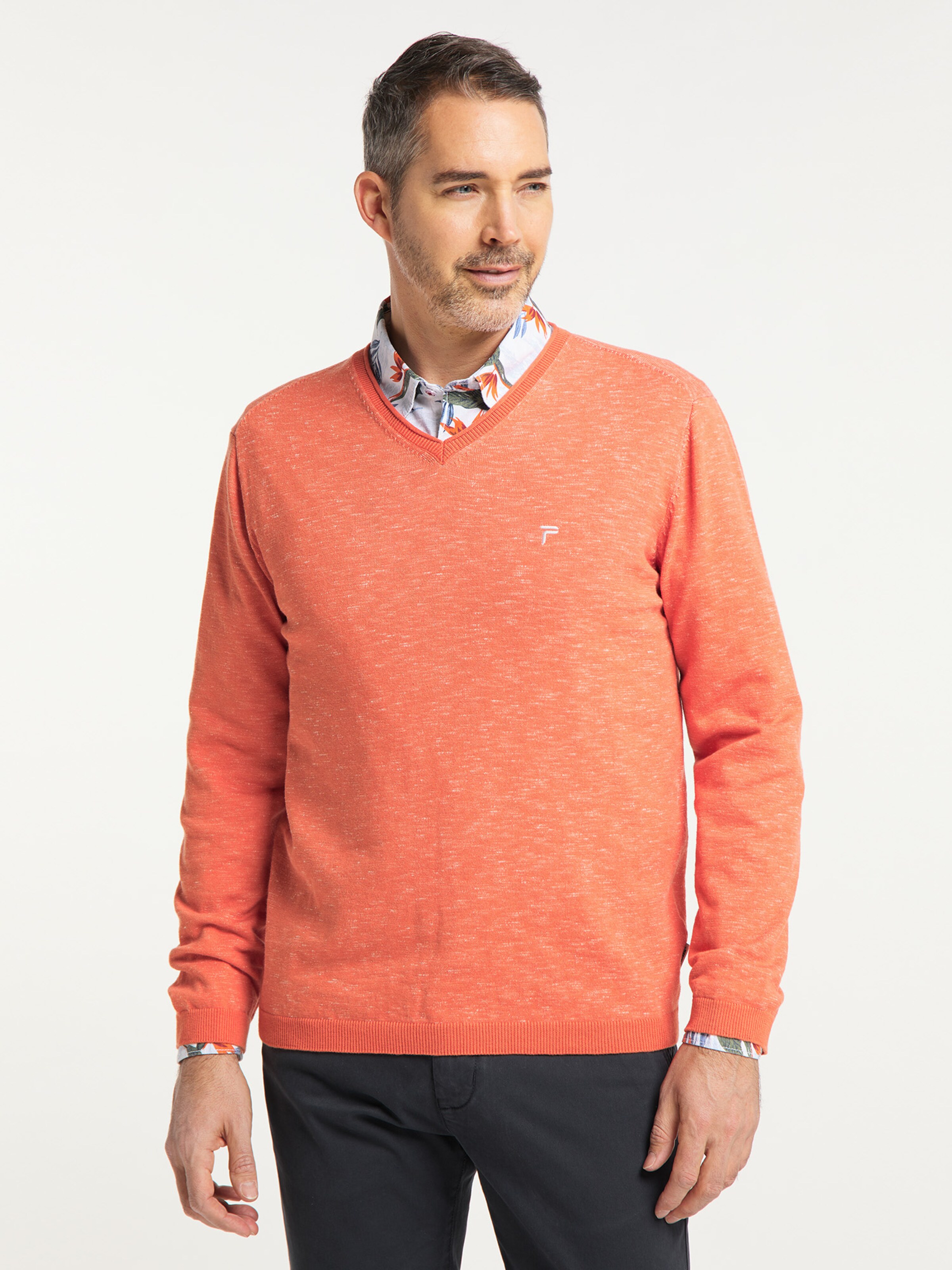Männer Pullover & Strick PIONEER Pullover in Orangemeliert - RK38876 Männer Pullover & Strick PIONEER Pullover in Orangemeliert - RK38876