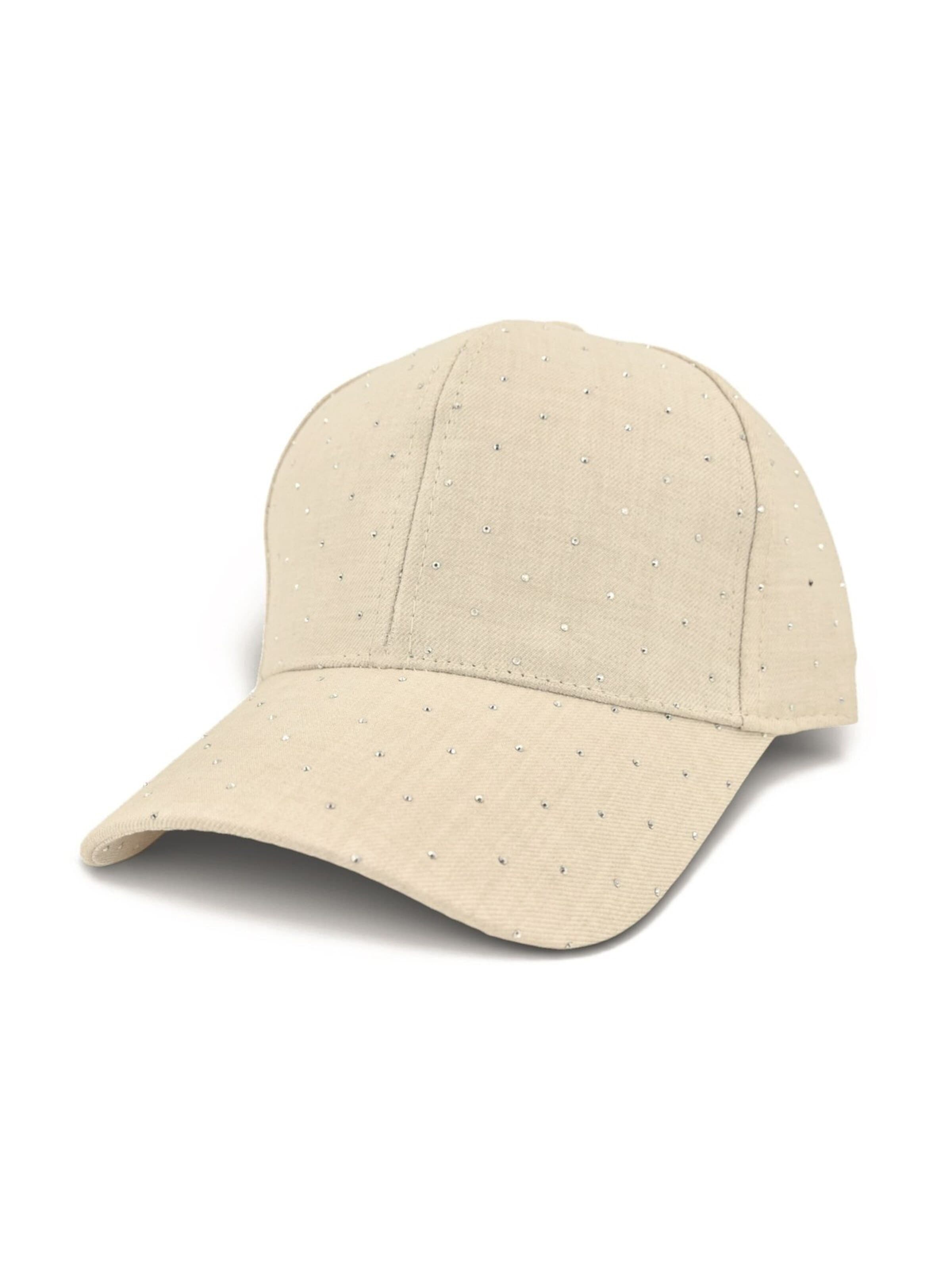 styleBREAKER Cap 'Baseball Cap Strass Glitzer Steine' in Beige: front