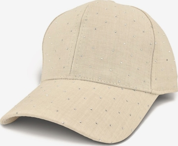 styleBREAKER Cap 'Baseball Cap Strass Glitzer Steine' in Beige: front