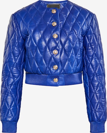 Giacca di mezza stagione di faina in blu: frontale