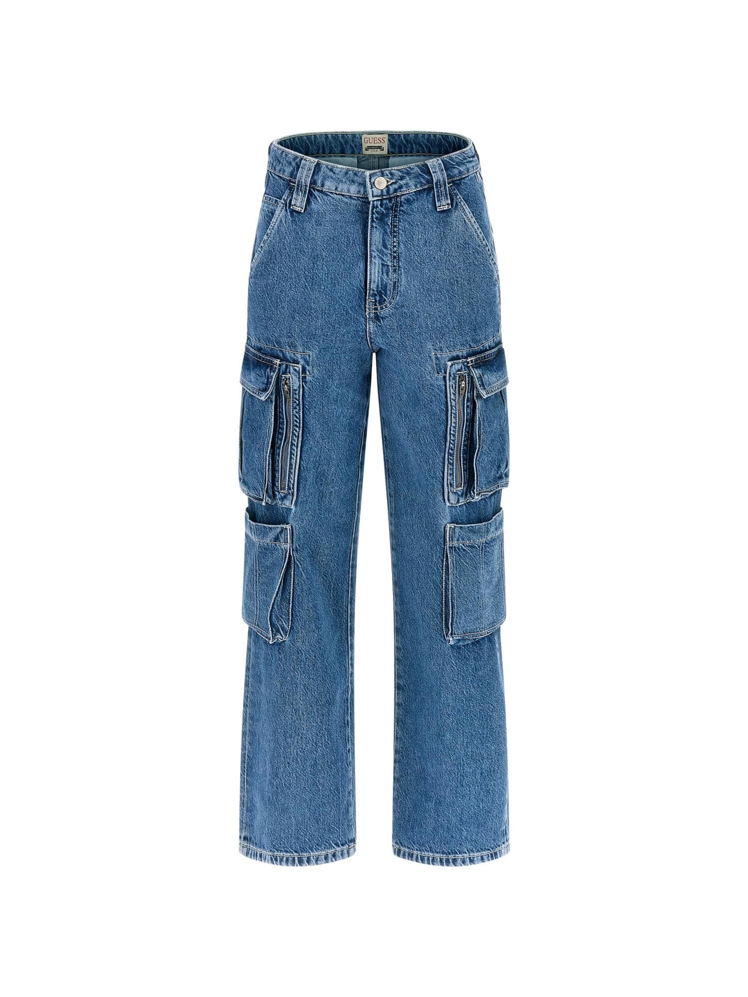 GUESS Originals Loose fit Cargo Jeans 'Kori' in Blue: front