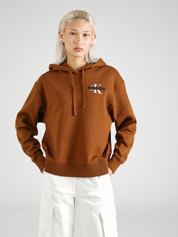 Sweat-shirt Calvin Klein Jeans en marron : devant