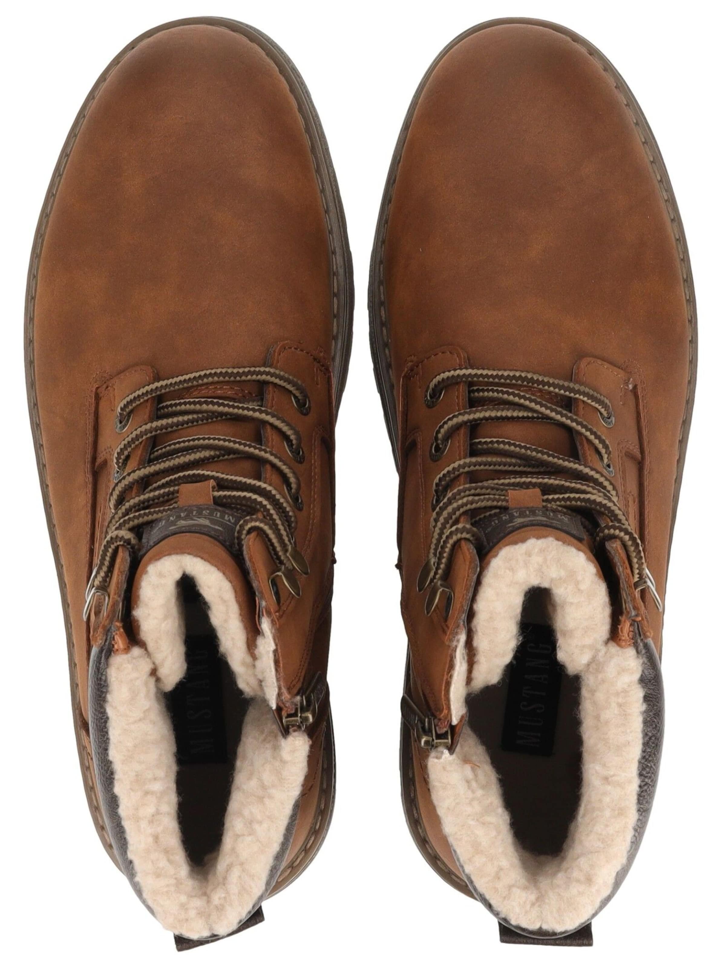 MUSTANG Lace-up boots 'Merem' in Brown