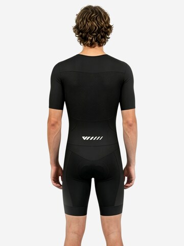 WULIBIKE - Ropa deportiva 'Wulibike Triathlon-Einteiler Herren Kurzarm, schwarz, mit Polster, eng anliegend' en negro