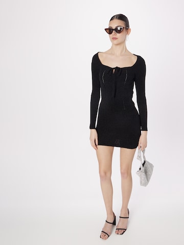 Nasty Gal Knitted dress 'Chenille' in Black