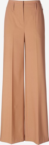 Peter Hahn Wide leg Pleated Pants in Brown: front