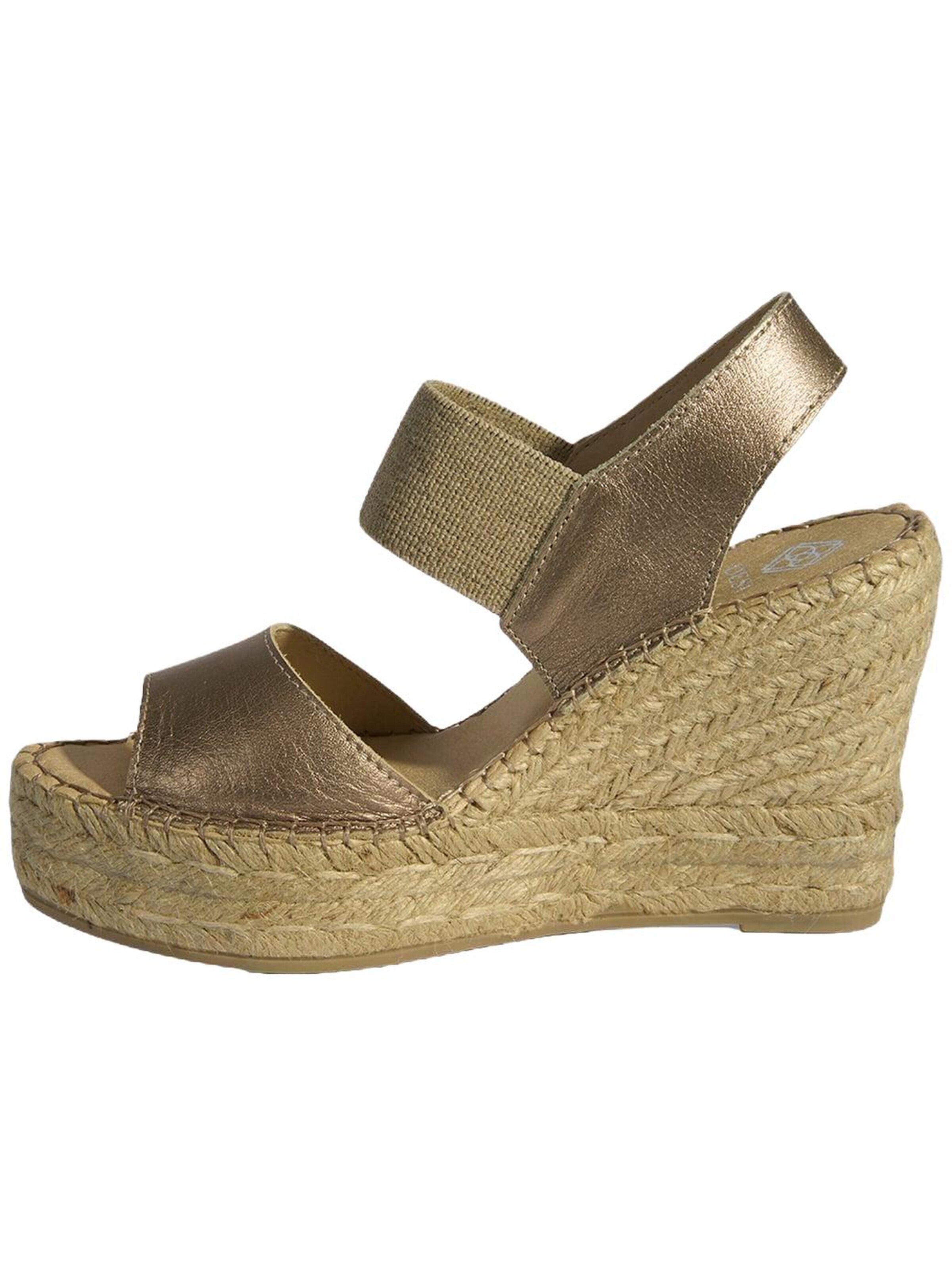 Desa Sandal 'Keil-Espadrilles' in Gold: front