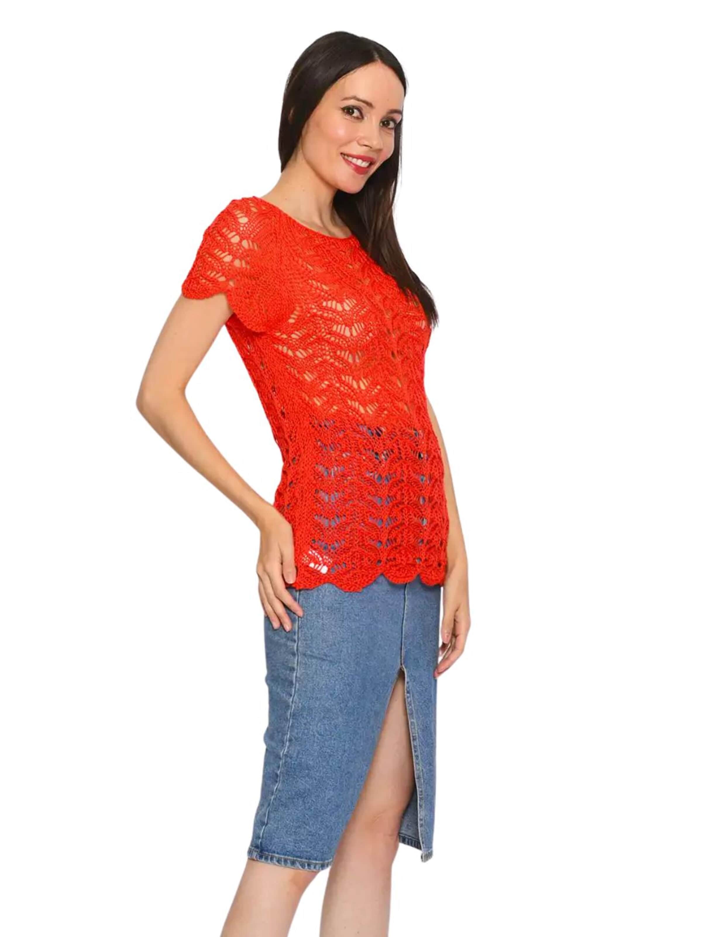 Süel knitwear - Top de punto 'Twin Lace' en rojo