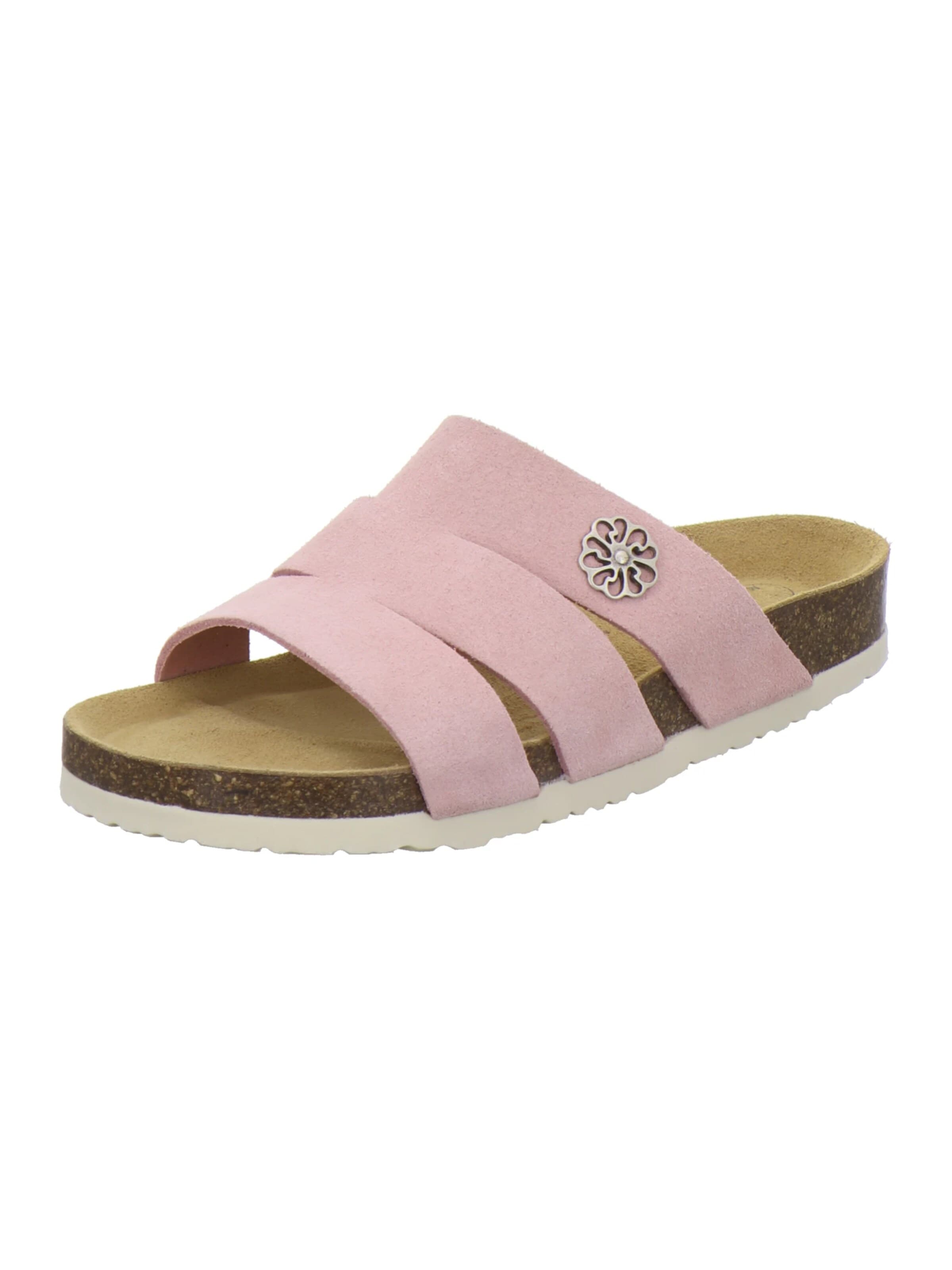 AFS-Schuhe - Zapatos abiertos 'Pantoletten Damen rose Veloursleder' en rosa: frente