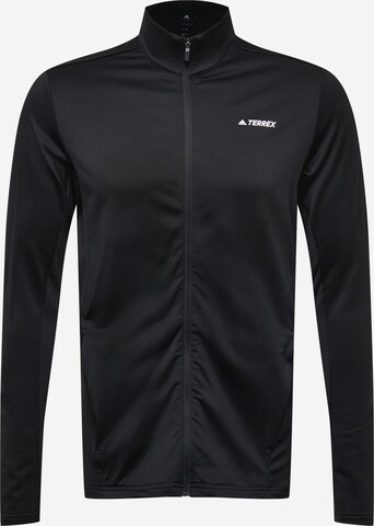 ADIDAS TERREX Athletic Fleece Jacket 'Multi Primegreen Fleece' in Black: front