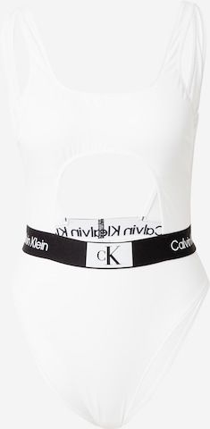 Calvin Klein Swimwear Bustier Badpak in Wit: voorkant