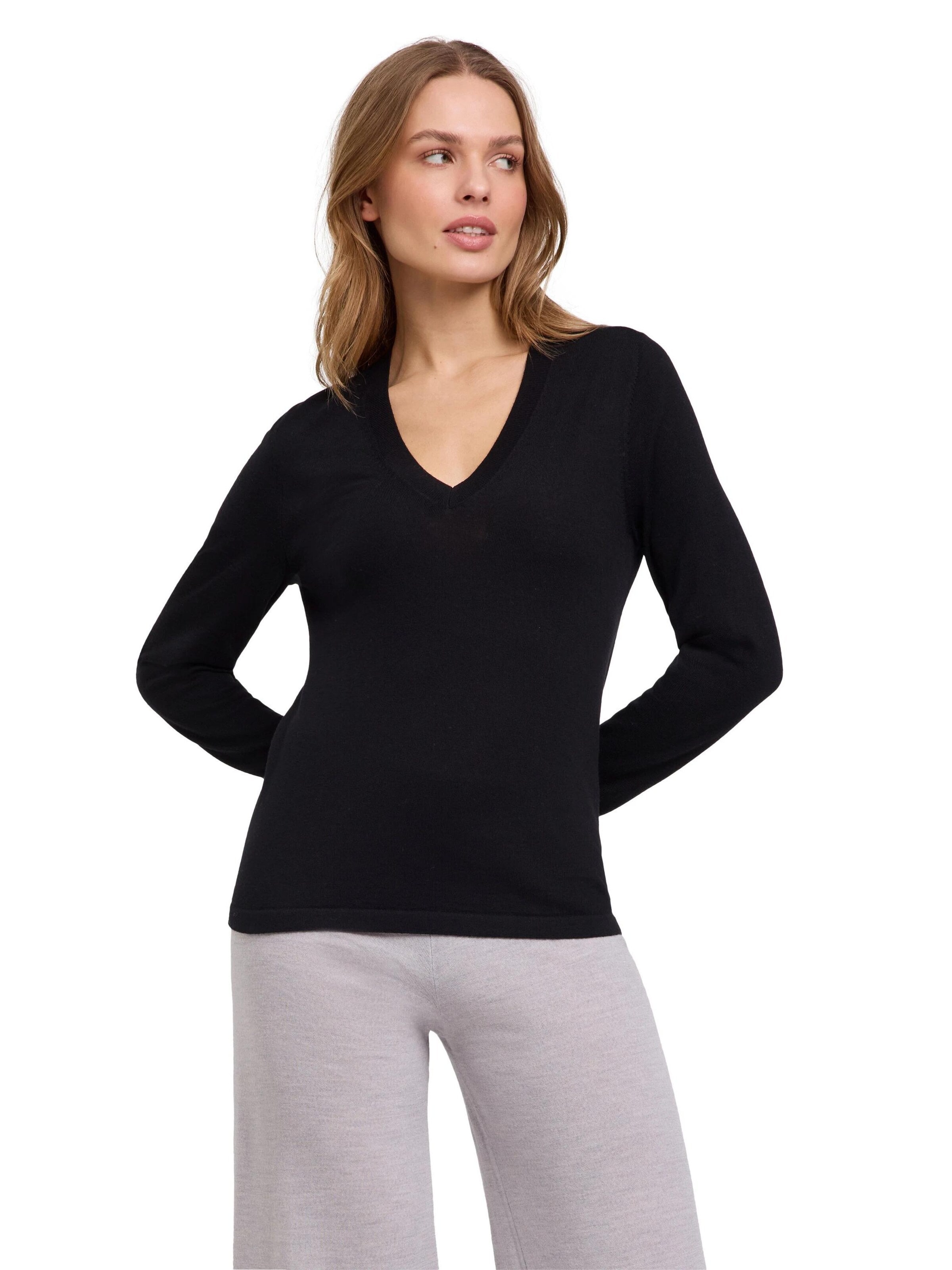FALKE Pullover 'Pure Merino Wool'‌‌‌‌‌‌‌‌ in Schwarz: Vorderseite