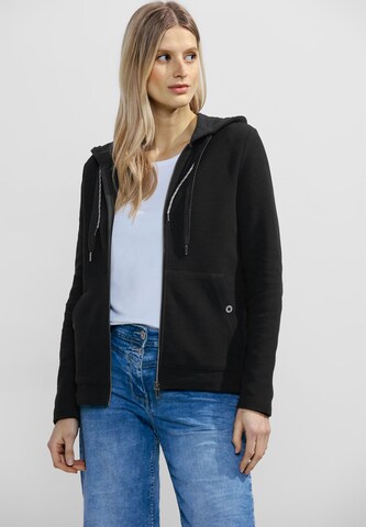 CECIL Zip-Up Hoodie in Black: front