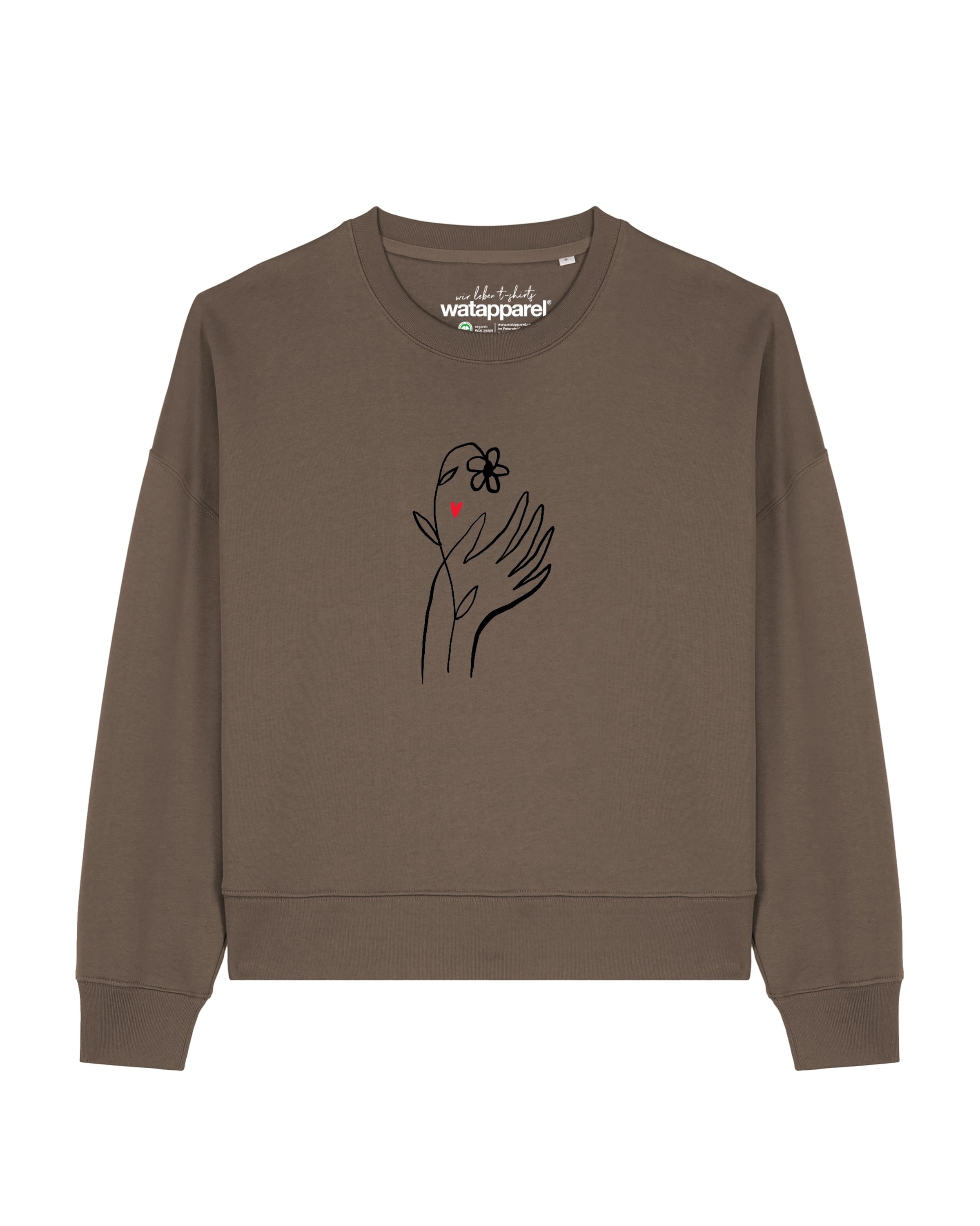 Sweat-shirt ' Self love ' Watapparel en marron : devant