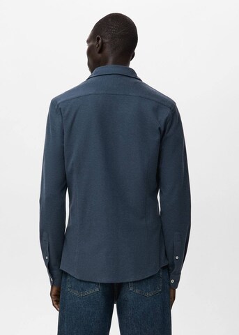 MANGO MAN Regular fit Button Up Shirt 'Pique' in Blue
