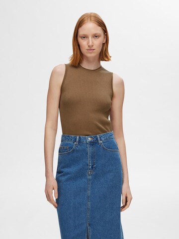 SELECTED Knitted top 'Lydia' in Brown: front