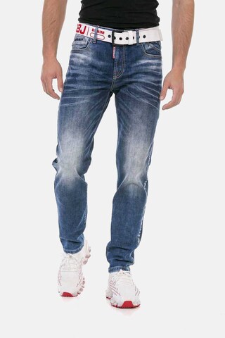 Coupe slim Jean CIPO & BAXX en bleu : devant