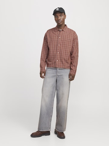 JACK & JONES Comfort fit Button Up Shirt in Brown