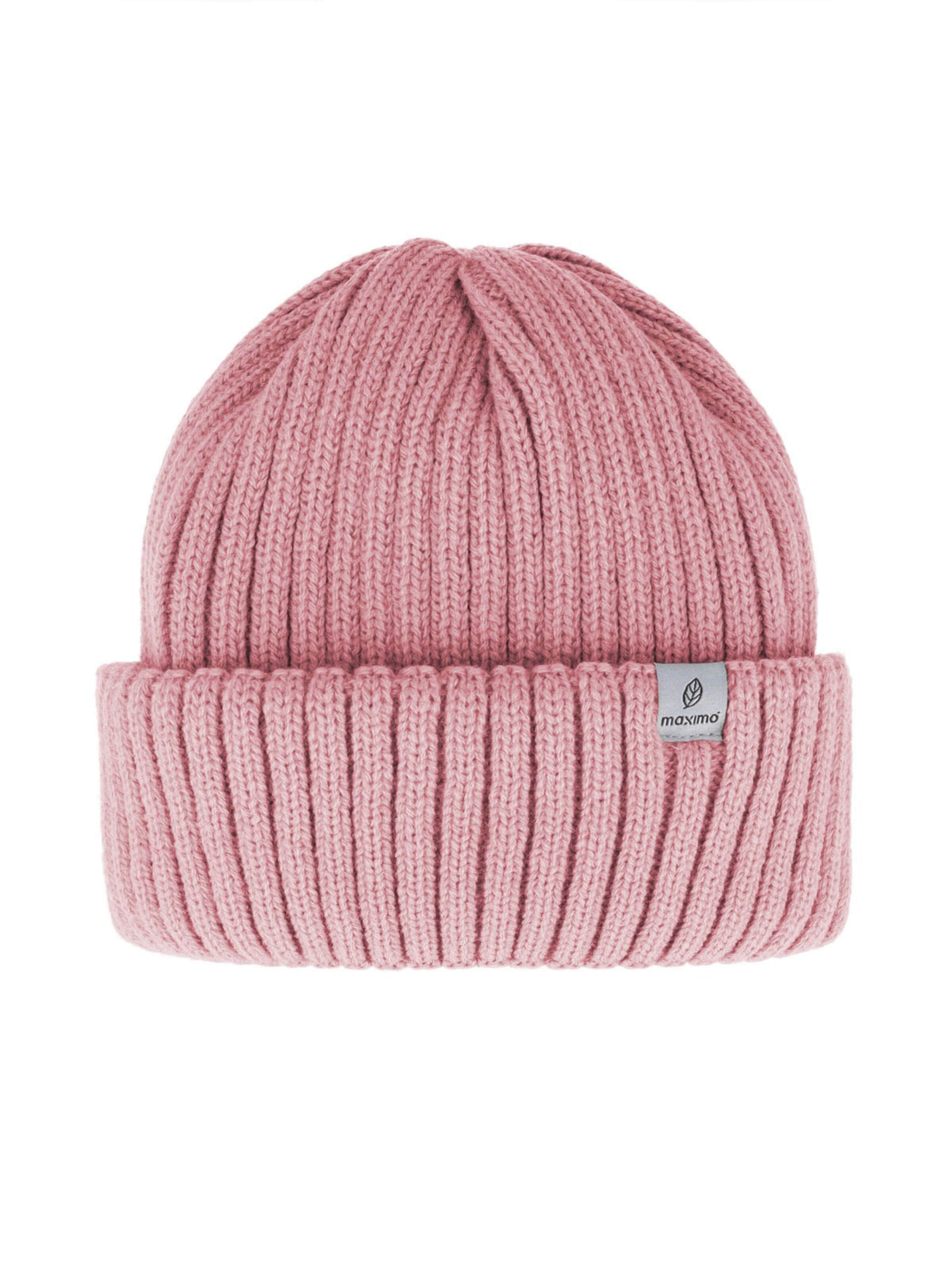 MAXIMO Mütze 'MINI-Beanie, Umschlag Ökotex'‌‌‌‌‌ in Pink: Vorderseite