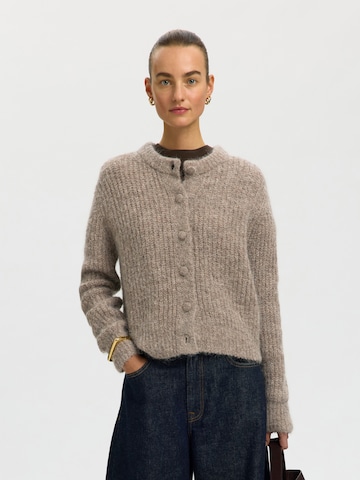 SELECTED Knit cardigan 'SLWGABRIELLA' in Grey: front