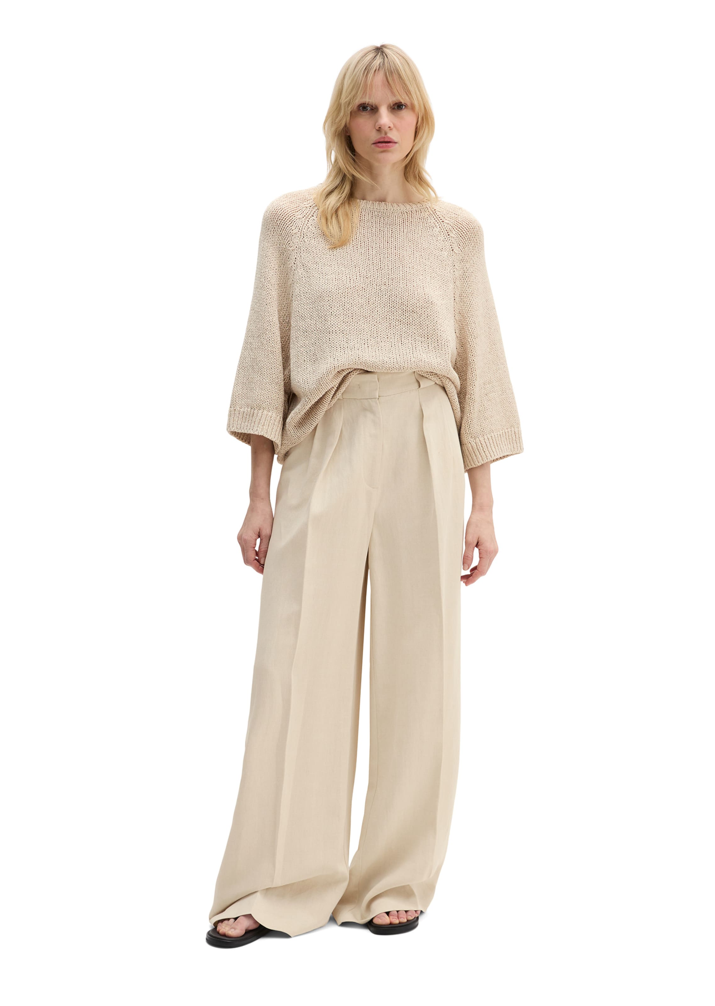 Wide Leg Pantalon à plis Marc O'Polo en beige