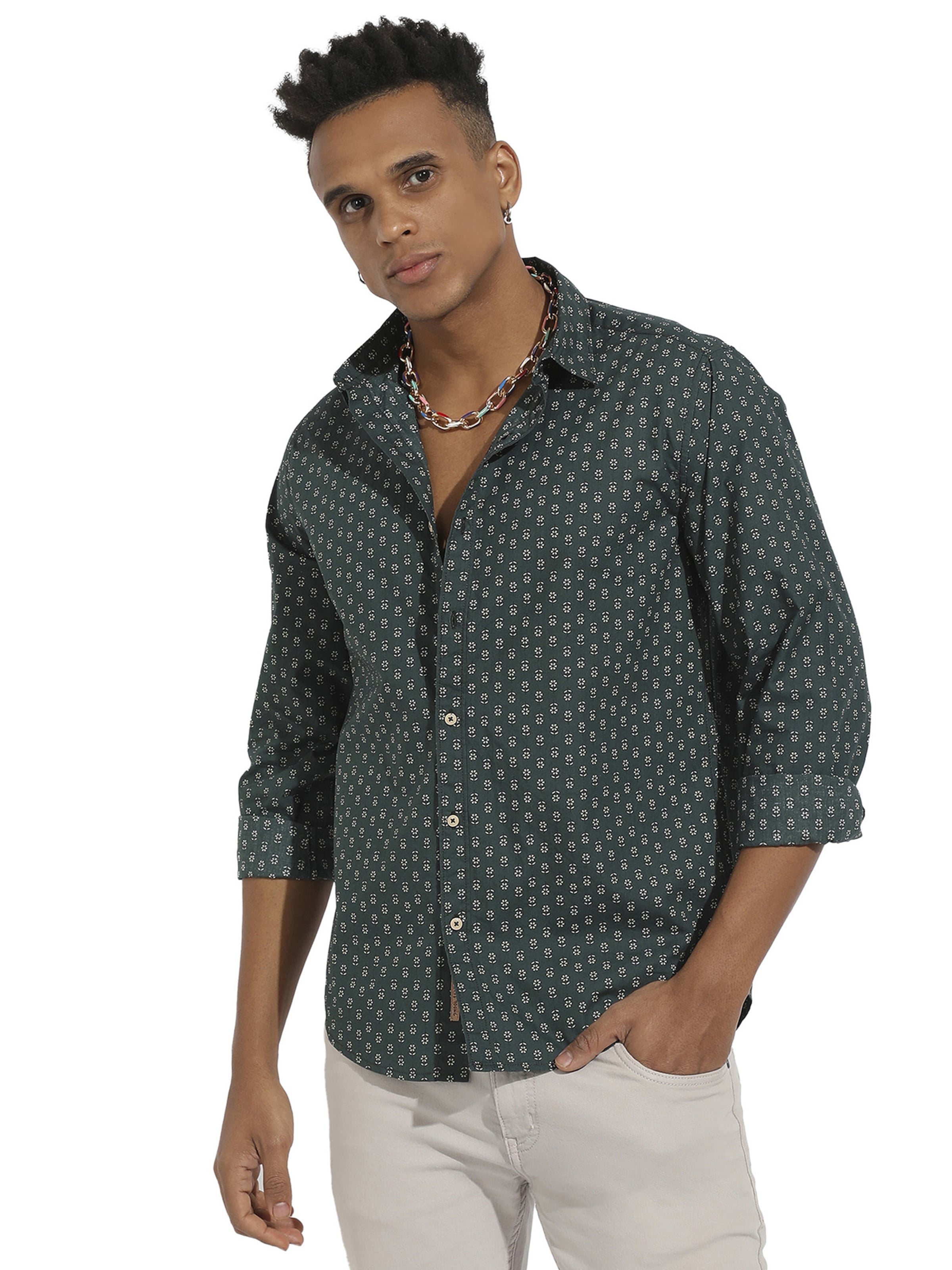 Regular fit Cămașă 'Walker' de la Campus Sutra pe verde