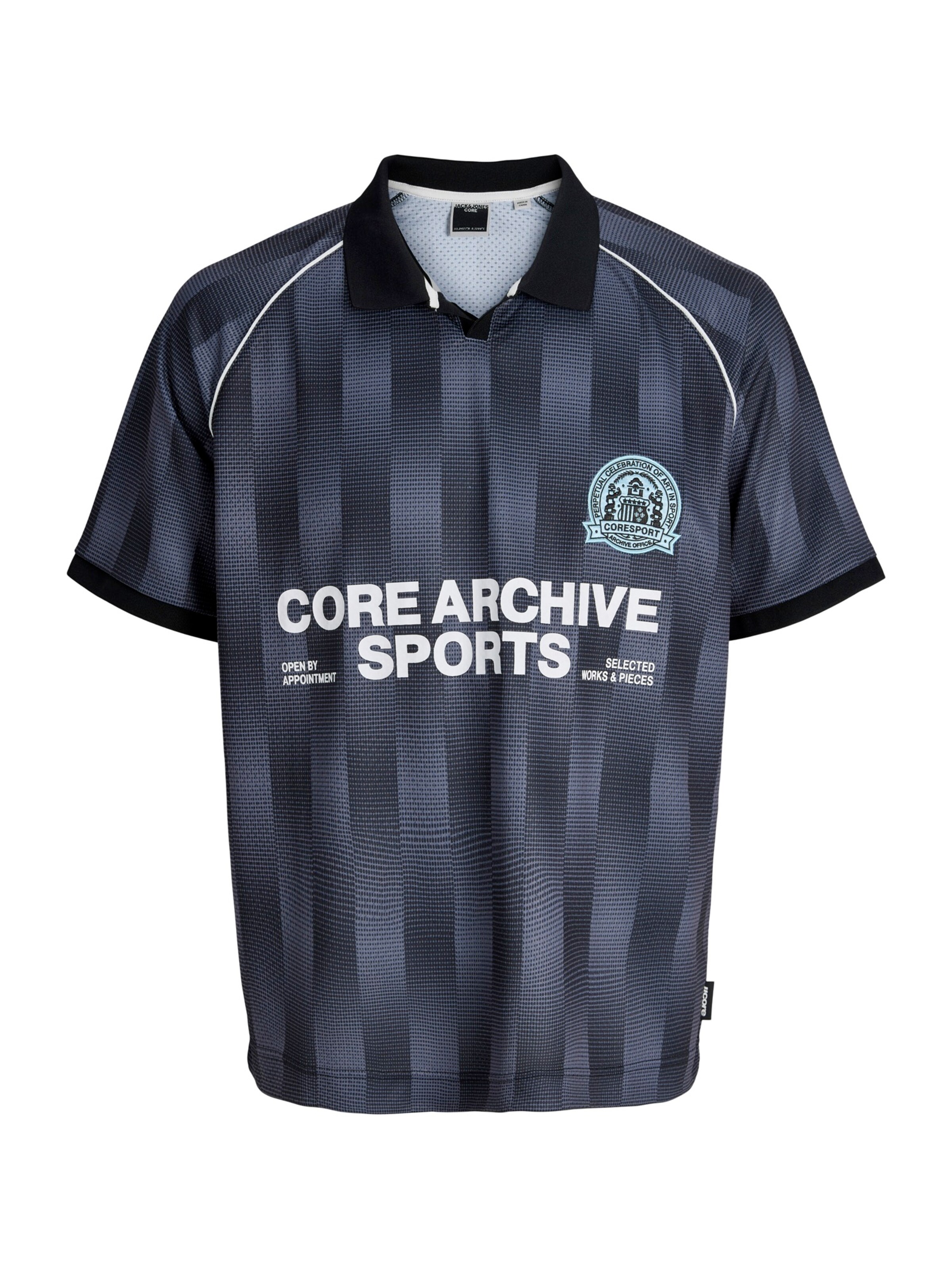 Tricou 'JCOBREEZE FOOTBALL' JACK & JONES pe albastru deschis / negru / alb, Vizualizare produs