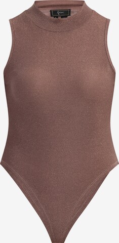 eggo Shirt Bodysuit in Brown: front