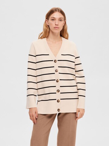 Cardigan SELECTED FEMME en beige : devant