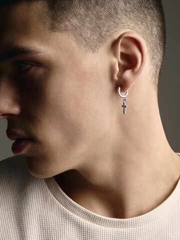 REYTEL - Pendientes 'HARD BLACK STONES' en plata