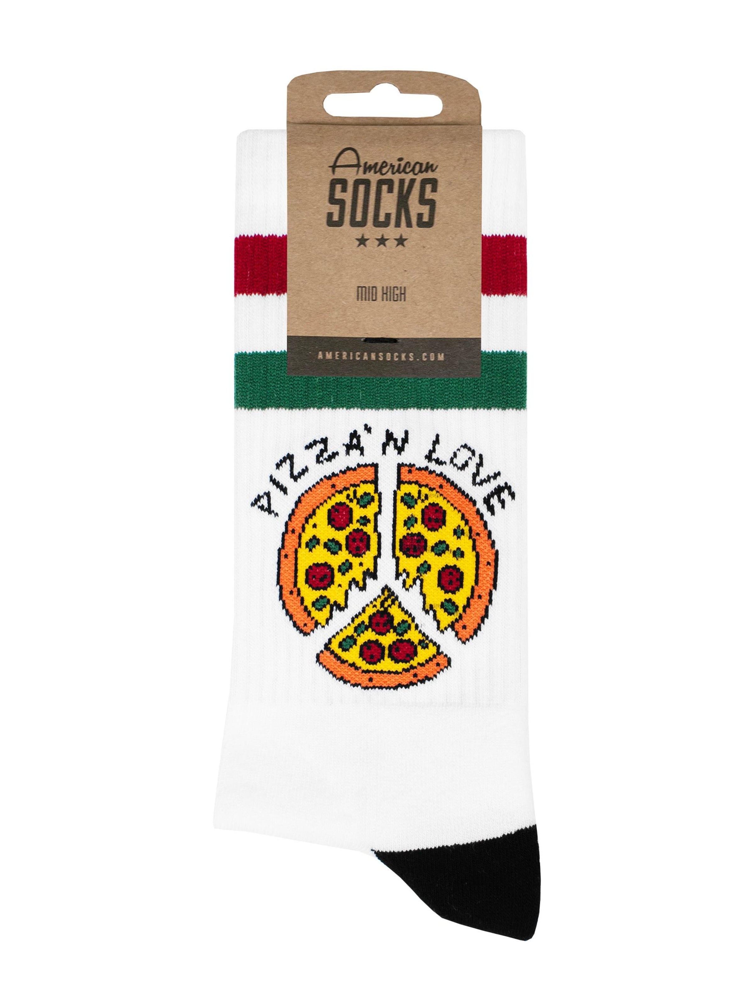 Chaussettes 'Pizza'n Love' American Socks en blanc
