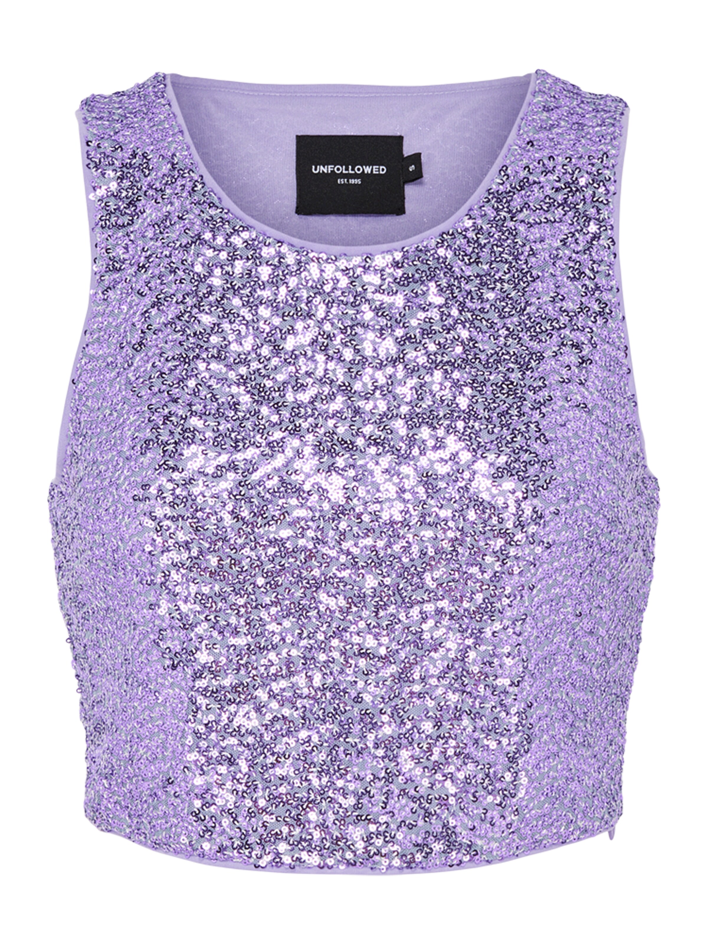 Top 'HYPNOTIZED ' di UNFOLLOWED x ABOUT YOU in lilla: frontale