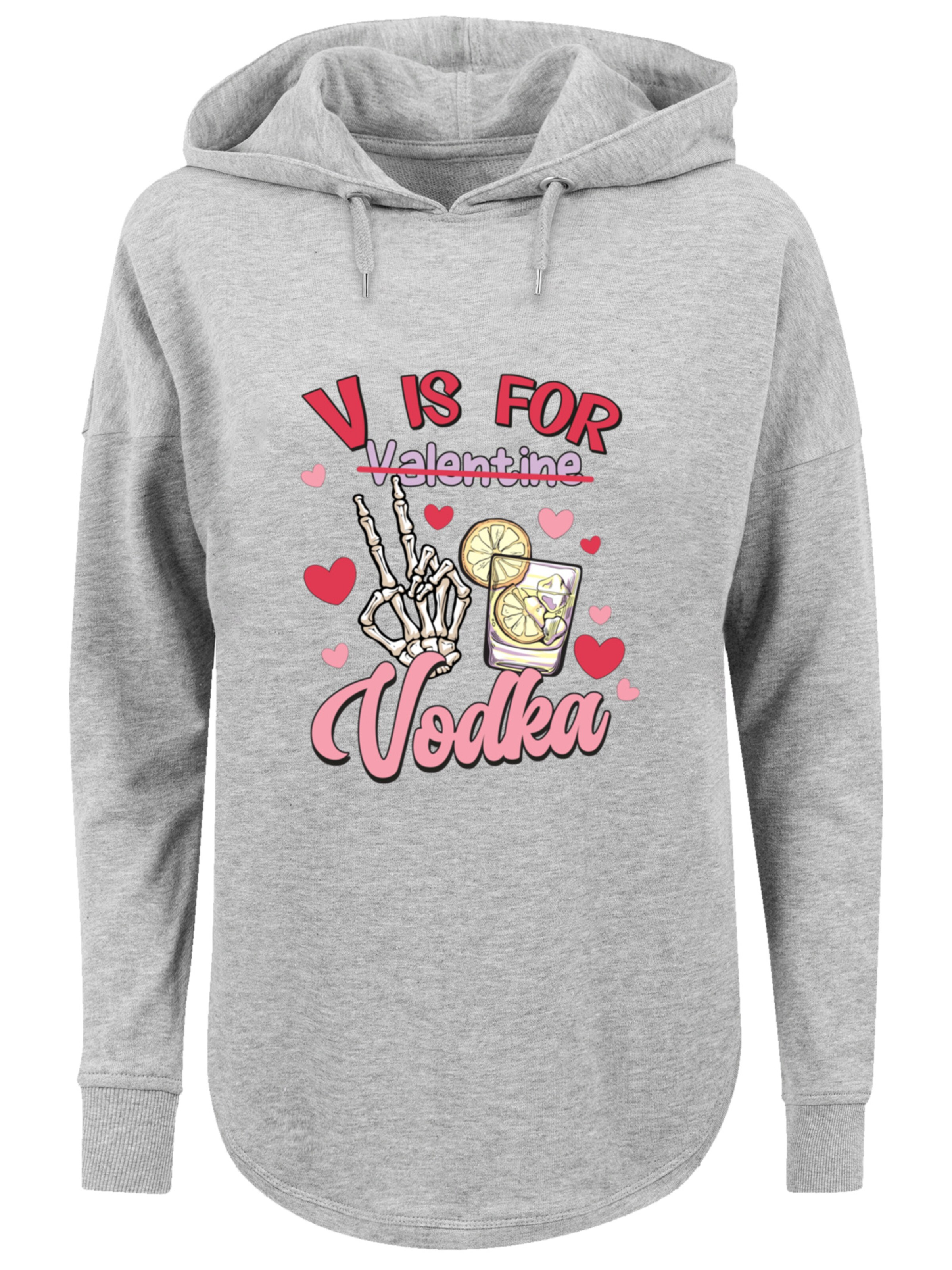 F4NT4STIC Sweatshirt 'Anti Valentinstag V Is For Vodka' in Grau: Vorderseite
